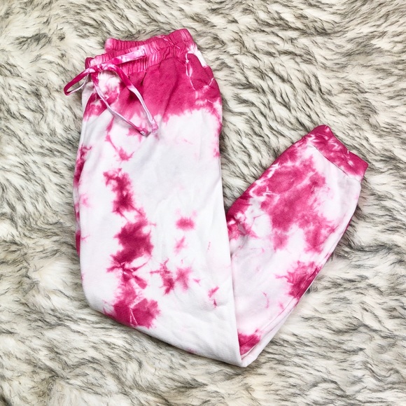 NEW Pink Tie Dye Sweatpants Loungewear Size large - Picture 2 of 7